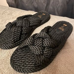 Black Knitted Sandals
